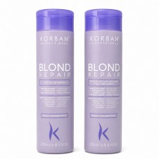 KORBAN Blond Repair — Набір фіолетовий шампунь та інтенсивний реставратор для волосся 